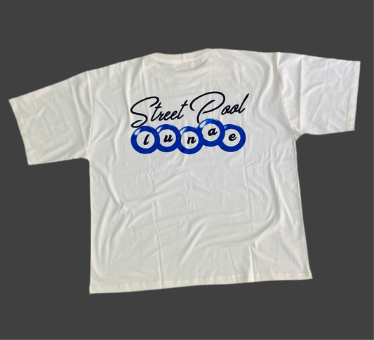 Camiseta Box Fit "Billar" Blanca
