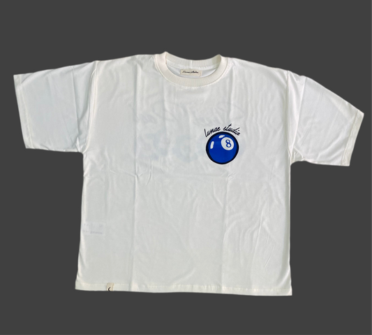 Camiseta Box Fit "Billar" Blanca